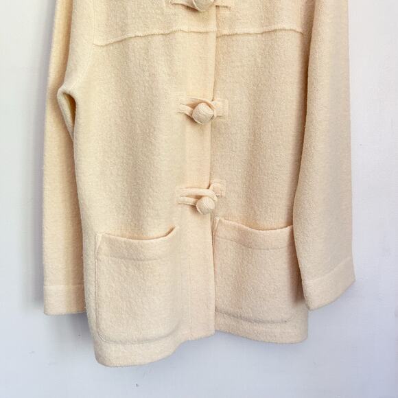 Wondra Wool Button Up Hooded Wool Jacket Size S Cream - Picture 3 of 5